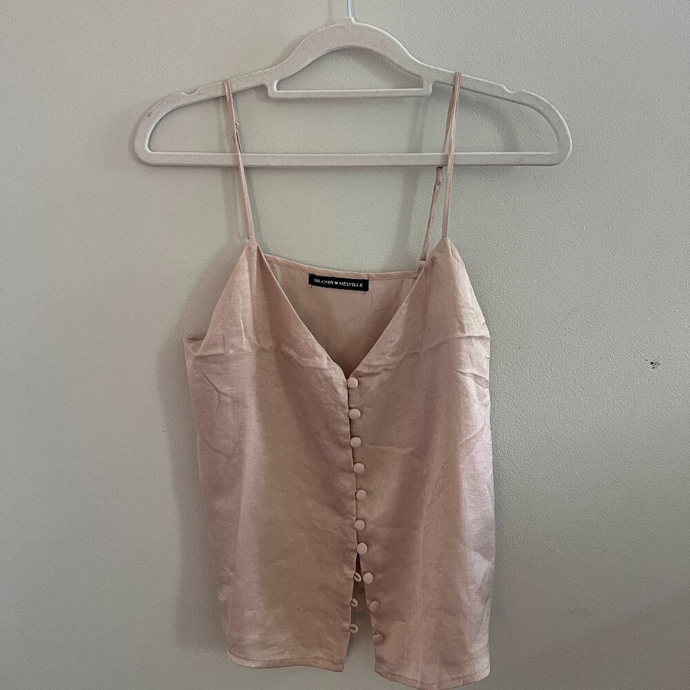Brandy Melville Silk Button Top